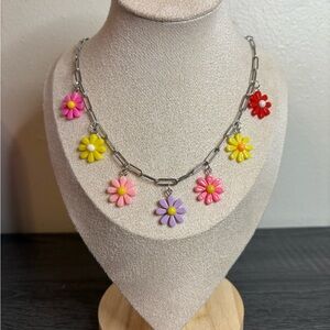Handmade Colorful Daisy Flower Charm Necklace